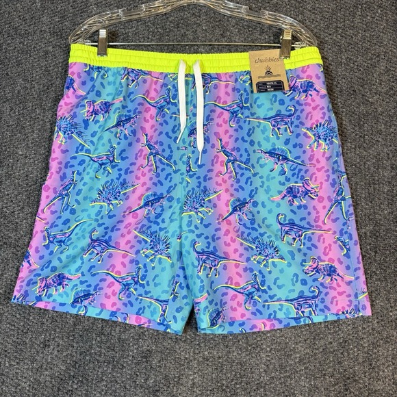 NWT Chubbies The Dino Delights Youth XL Classic Lined Swim Trunks - Picture 1 of 7